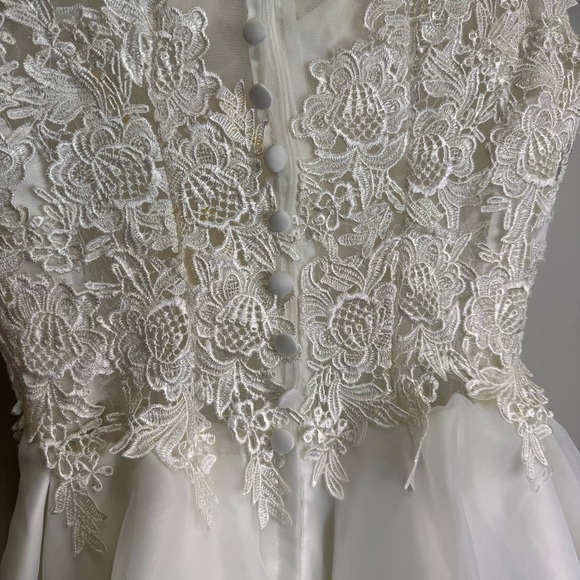 Cocktail Gown Wedding Short Tutu Floral Lace Tiered Organza Size XS - Picture 14 of 16